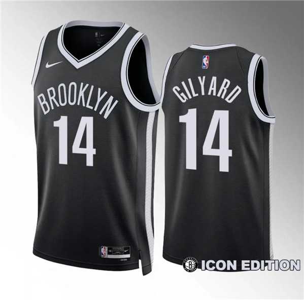 Men%27s Brooklyn Nets #14 Jacob Gilyard Black Draft Icon Edition Stitched Basketball Jersey Dzhi->brooklyn nets->NBA Jersey
